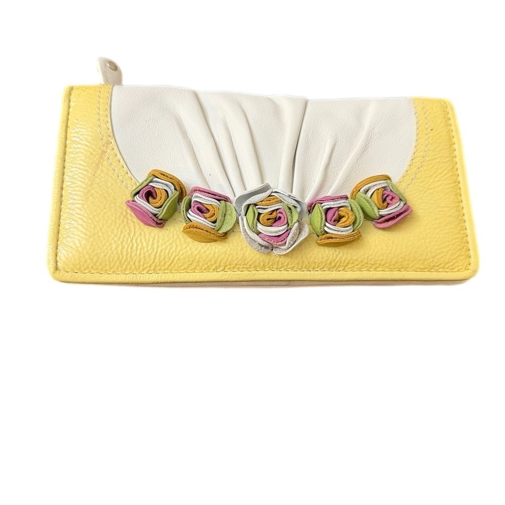 Brighton Yellow and White Clutch with Floral Details